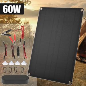 60W 휴대용 태양광 패널 18V 단결정 전지 + PWM 컨트롤러 키트 전원 충전기 USB+DC 출력 (야외 캠핑 RV용)