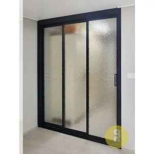 [바른도어]43번 초슬림3연동중문 블랙 아쿠아강화유리a