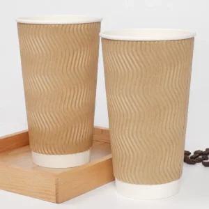 물결 3중 단열 종이컵 크라프트 600ml 89파이 20온스 500개입 박스 이중종이컵