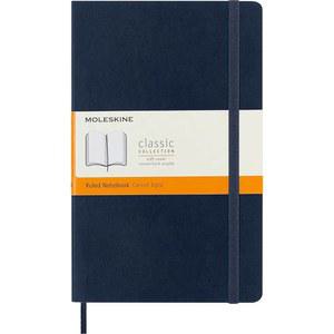 몰스킨 클래식 노트북, 소프트 커버, 라지(5인치 x 8.25인치) 룰드/라이닝, 사파이어 블루, 192페이지