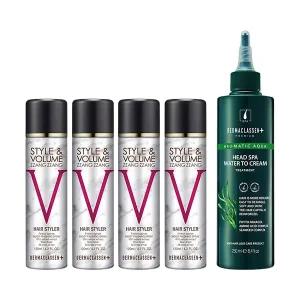 더마클라센 볼륨짱짱 흑채스프레이 블랙 120ml x4 + 헤드스파 탈모케어 트리트먼트 250ml