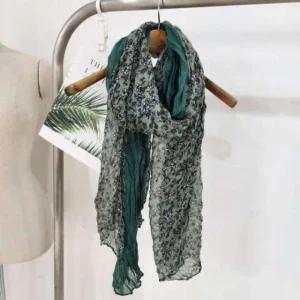 [애슬릿] 플리츠 스카프 꽃 배색 면 코튼 롱 긴 대형 가을 겨울 목