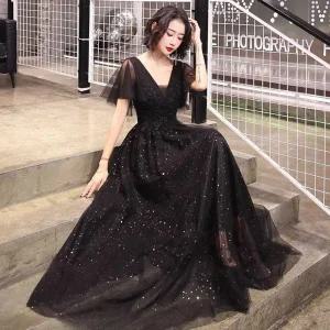 블랙 드레스 유색 빅사이즈 웨딩촬영 합창 연주복 2부