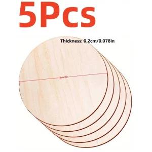 얇은합판 나무 목재 원목 공예 5개 6in 라운드 디스크 서클 문 걸이 굽기 미완성 된 플라크