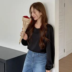 [빅사이즈]이블렛 큐브아 리본 퍼프 블라우스 제이스타일