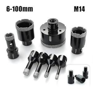 1Pcs M14 스레드 다이아몬드 건식 진공 Brazed 드릴링 코어 비트 세트 도자기 타일 크라운 화강암 대리석
