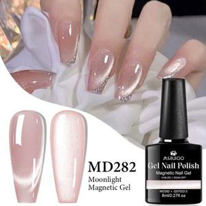 MSRUIOO 8ml 달 마그네틱 네일 젤 글리터 핑크 실버 세미 퍼머넌트 스타일 아트 UV LED 바니시