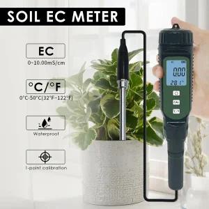백라이트 전기 전도도 측정기 온실 농업용 토양 분석기 10mScm 용 EC 온도 토양 테스터 감지기