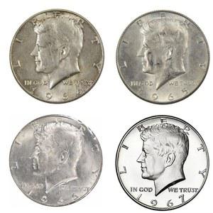1964 1965 1966 1967 케네디 하프 달러 동전 - 4개 세트 미순환