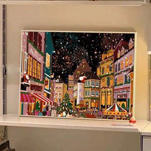 크리스마스 눈사람 트리 DIY 페인팅 세트 명화 30x40cm내부프레임 풍경화 유화 LL11093 그리기 겨울풍경
