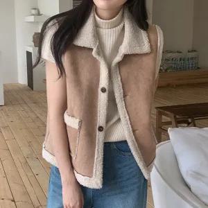 [코코블랑] 콤비 덤블 무스탕 조끼
