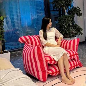 핑크 스트라이프 1인소파 빈백 북유럽 암체어 큐티 거실
