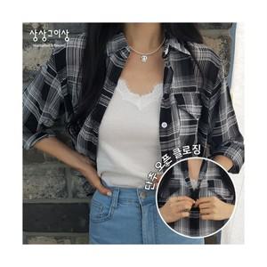 상상그이상 여성용 아사체크 미니남방 시스루 크롭셔츠 캐주얼 꾸안꾸 체크남방 시원한 숏 여름셔츠