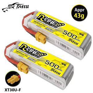 TATTU RC 헬리콥터 쿼드콥터용 Lipo 배터리 FPV 레이싱 드론 부품 XT30 플러그 R-LINE 1.0 500mAh 95C 11.1
