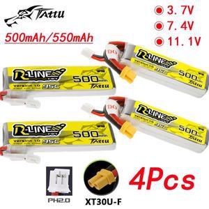 TATTU-R-LINE 1.0 RC 헬리콥터 쿼드콥터 FPV 레이싱 드론 부품용 Lipo 배터리 XT30PH2.0 500 mAh 95C 3.7V