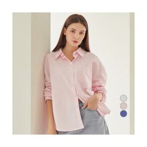 ELLE PARIS 백 버튼 오버핏 코튼 셔츠