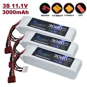 TERANTY 2개 11.1V 3000mAh 리포 배터리 3S RC 헬리콥터 비행기 쿼드콥터 자동차용 45C