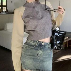 [오노마] ONM 봄가을니트티 롱니트티 크롬 여성니트 반집업 니