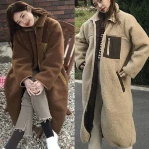 롱 후리스 점퍼 레트로 양털 자켓