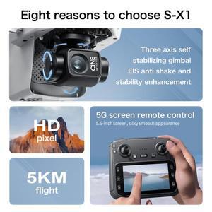 5KM 항공 촬영 브러시리스 FPV RC 드론 8K 3축 짐벌 GPS 리턴 광학 흐름 호버 원격 제어 스크린 쿼드콥터
