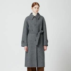 [롯데백화점]씨씨콜렉트 헤링본 싱글 벨티드 롱코트 C254MSG180