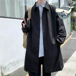 남성 블랙 베이지 트렌치 롱 자켓 세련된 정장 남성바람막이점퍼
