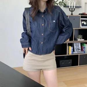 [하프클럽/]여성 주머니 진 탄탄코튼 키치무드 탱크 셔츠