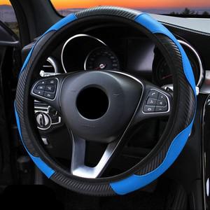 자동차 액세서리 Kia Picanto 용 탄소 섬유 PU 가죽 스티어링 휠 커버 Skoda Superb 2 Twingo Polo Gti