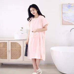목욕 수면 가운 핑크 컬러 편안한 타올 사계절용 커플샤워가운 여름샤워가운 수면가운