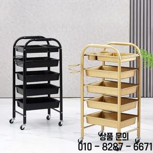 바퀴 달린 미용 및 헤어 정리함 카트 레트로 이발소 다층 대용량 염색 도구