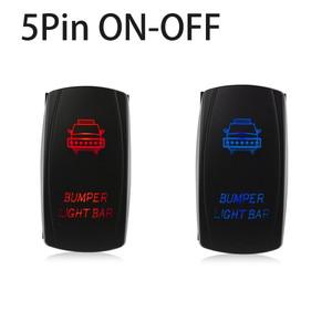 12V 24V 범퍼 라이트 바 토글 로커 스위치 5 핀 ON-OFF 파란색빨간색 자동차 보트 트럭 범용