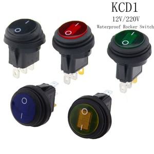 12V 220V 라이트 로커 스위치 오프닝 20MM 보트 모양의 라운드 3Pin 실버 포인트 1pcs 방수 버튼