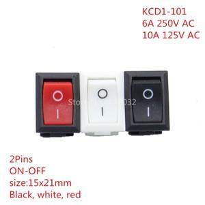 10PCS 푸시 버튼 스위치 15x21mm SPST 2Pin KCD11 스냅인 OnOff 보트 로커 15MM x 검정색 빨간색과 흰색