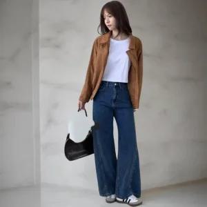 여성 스웨이드 숨겨진지퍼 루즈핏 카라 점퍼