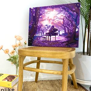 옥탑방어른이 LED 보석십자수 [벚꽃 왈츠] 50*40cm 비즈 액자형 캔버스 보석십자수