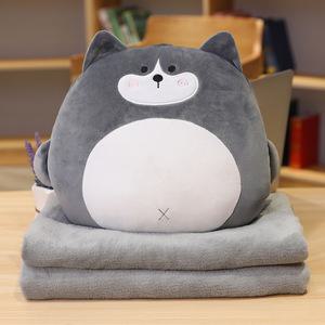 므뮤 인형 쿠션 + 투인원 회사 학생 무릎 담요 A5 혼합색상 쿠션(38cm) 담요(1.7 x 1m)