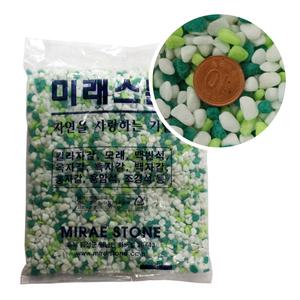 어항용 조경용 칼라스톤 바닥재 색자갈 초록 혼합 1kg