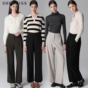 [쉬즈미스(SHESMISS)] 히든버튼 원턱 와이드 슬랙스