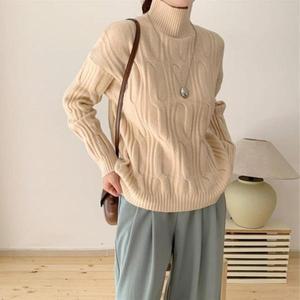 [기타]피셔 목폴라 골지 루즈핏 겨울스웨터 검정티