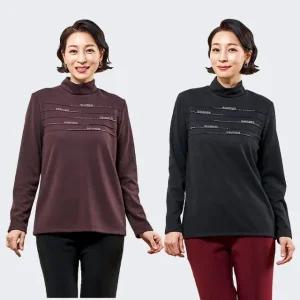 [마담엘레강스] 핀턱앤 핫픽스 반폴라 티블라우스 K224BL02