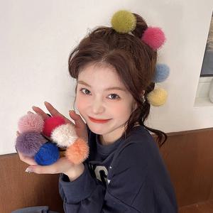 왕방울 머리끈 헤어끈 여성 패션 아이템 밍크 왕털 폼폼이머리끈