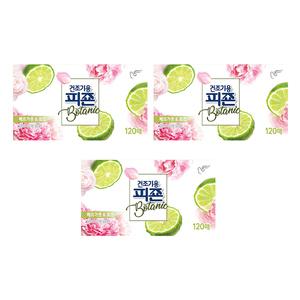 피죤 건조기용 드라이시트 베르가못 로즈, 120매, 3개