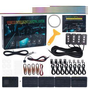 자동차 실내 엠비언트 라이트 풋등 무드등 LED 듀얼 존 RGB 64 컬러 주변 조명 범용 인테리어 아크릴 스트