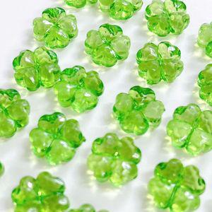 행운 네잎클로버 비즈 20개 투명 아크릴 키링 부자재 만들기 재료 투명