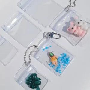 고품질 늘이랑 5x7 미니 지퍼백 키링 투명 파우치 재료 비즈공예재료 (WFHM0CK)