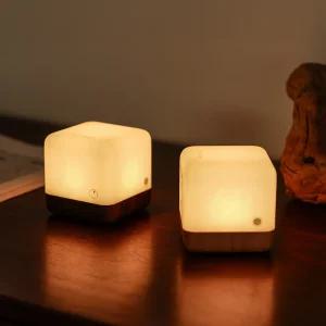 [본사직영] 덱스탑 큐브 타이머 무드라이트 브라운우드 취침등 수유등 감성 무드등 조명