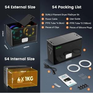 SUNLU S4 필라멘트 건조기, 공식 3D 프린터, 스풀, 3kg 350W PTC 70 ℃ 최대 온도, Sunlu 상자