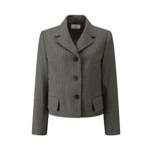 [롯데백화점]씨씨콜렉트 쓰리버튼 스트라이프 크롭 자켓 (E244MSF131)