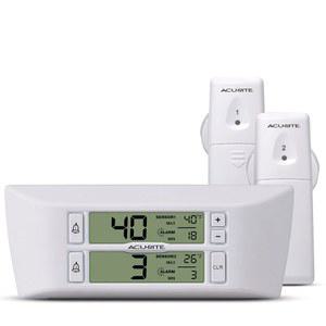 온애이 가정용 경보 최대 최소 온도가 포함된 ACURITE 디지털 무선 냉장고 냉동실 온도계 LCD 디스플레이 레스토랑 00986M 흰색