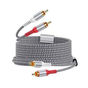 10FT RCA 케이블, 듀얼 RCA 대 RCA 오디오 케이블, 골드 도금 RCA 남성 대 남성 스테레오 코드, 차량 오디오용 브레이드 서브우퍼 RCA 보조 코드, 스피커, , 턴테이블, 수신기, 홈 시어터